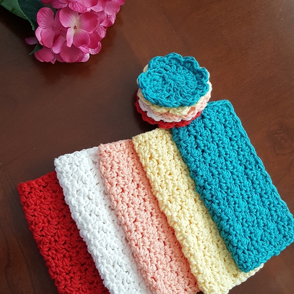 Washcloth and scrubbies set 6pc, 3 each handmade by seller crochet cotton yarn - Picture 7 of 11